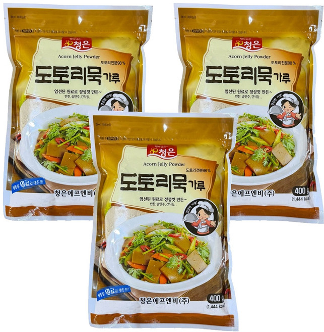 청은에프엔비 도토리묵 가루, 400g, 3개