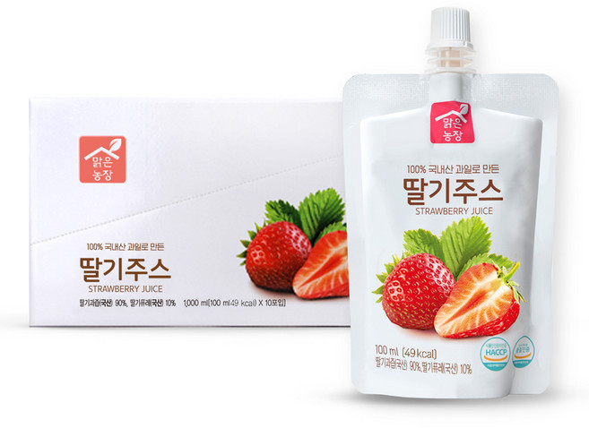 맑은농장 딸기주스, 100ml, 10개