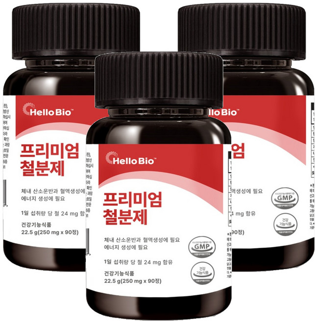 헬로바이오 프리미엄 철분제, 90정, 3개