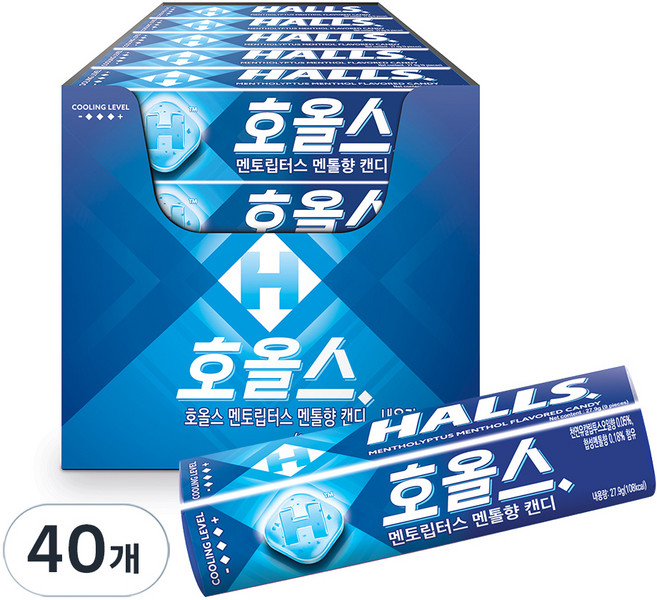 HALLS 薄荷涼糖 酷爽薄荷款, 40條, 27.9g