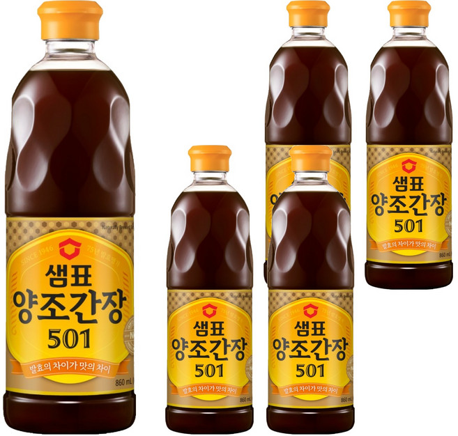샘표 양조간장 501, 860ml, 5개