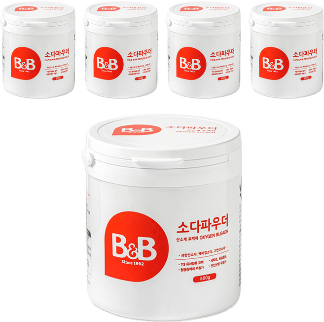 비앤비 유아용 소다 파우더 표백제, 500g, 5개