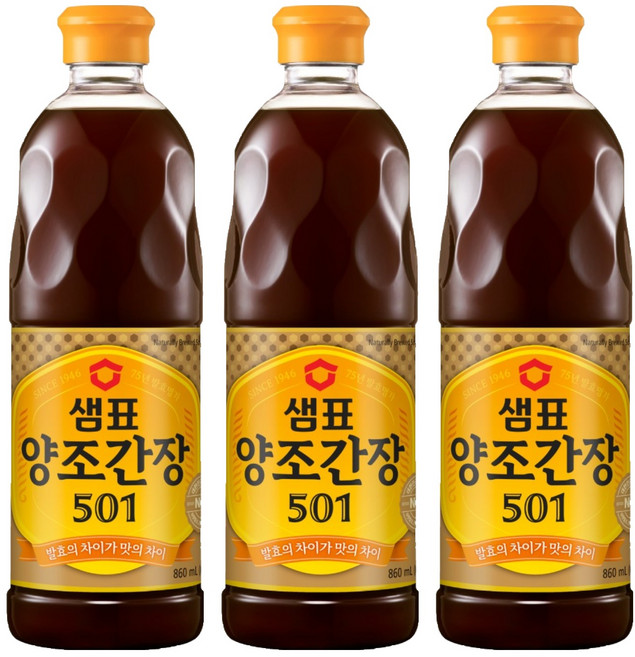 샘표 양조간장 501, 860ml, 3개