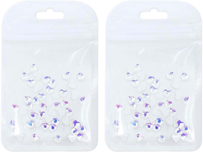 메이브라운 네일스톤 대용량 하트 네일파츠, 오로라화이트, 100개