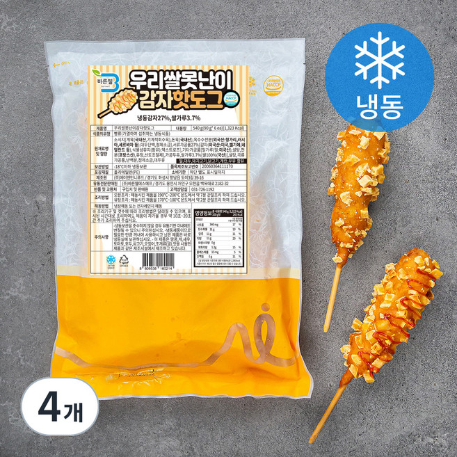 바른웰 우리쌀 못난이 감자핫도그 (냉동), 90g, 6개입, 4개
