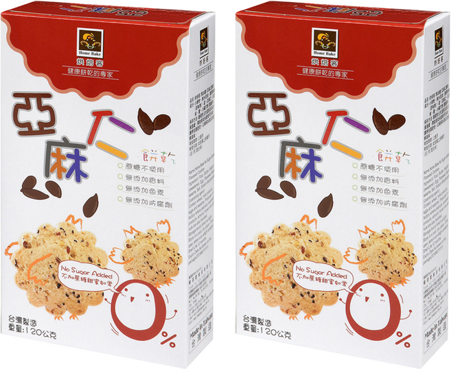 Home Bake 烘焙客 無加糖餅乾 亞麻仁, 120g, 2盒