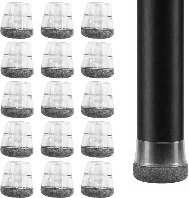 까사재클린 미끄럼 방지 투명 의자 발 커버, 그레이, 16개