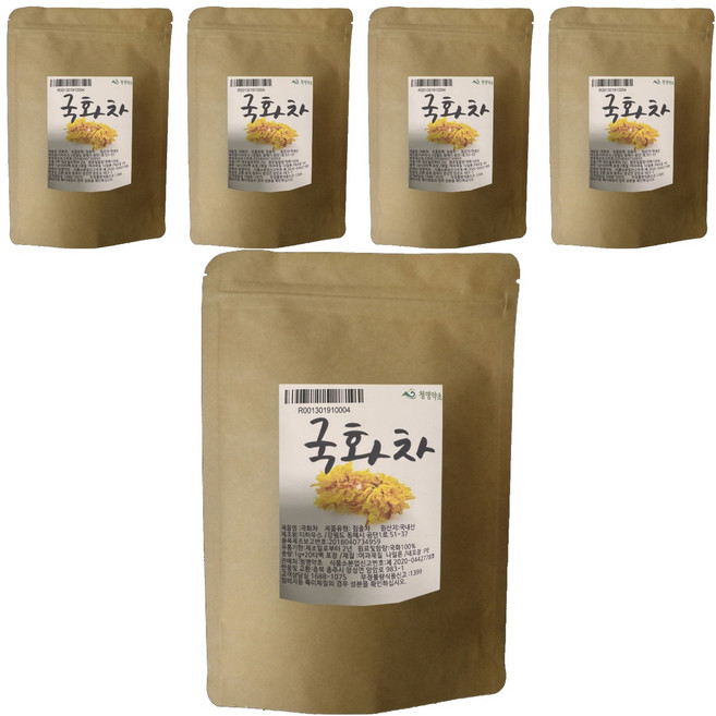 청명약초 국화꽃차 티백 국내산, 1g, 20개입, 5개