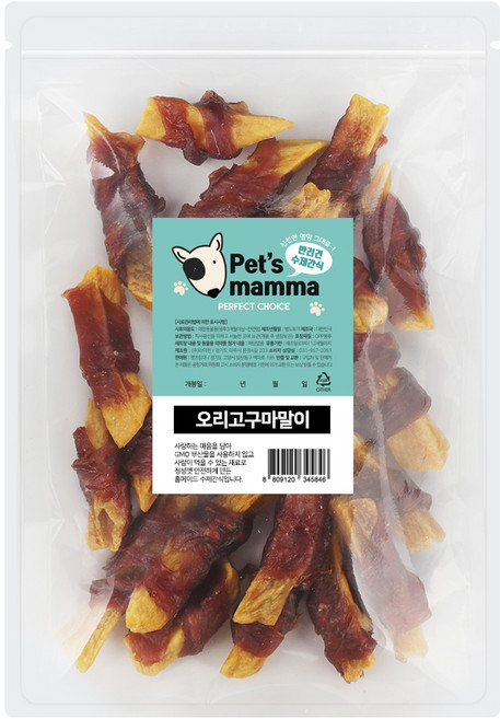 펫츠맘마 강아지 수제간식, 혼합맛(오리/고구마), 1개, 200g