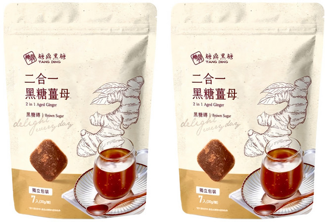 糖鼎 二合一黑糖薑茶 黑糖磚, 30g, 7個, 2包