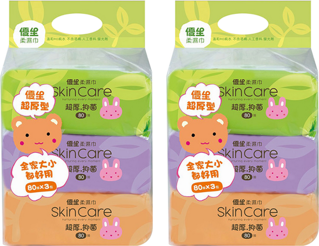 US baby 優生 柔濕巾 超厚型, 80張, 6包