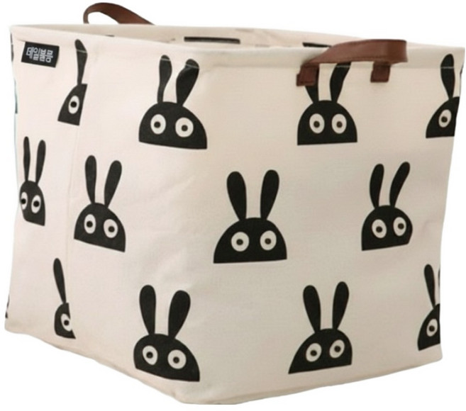 데일블룸 접이식 손잡이 패브릭 바구니, 토끼, 1개