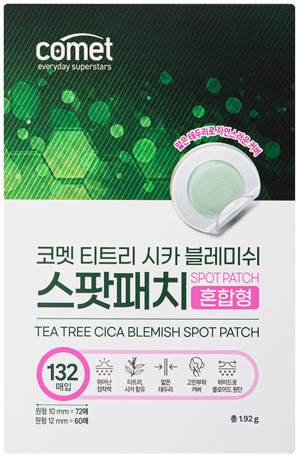 코멧 티트리 시카 블레미쉬 스팟 패치 혼합형 132p 세트, 1세트