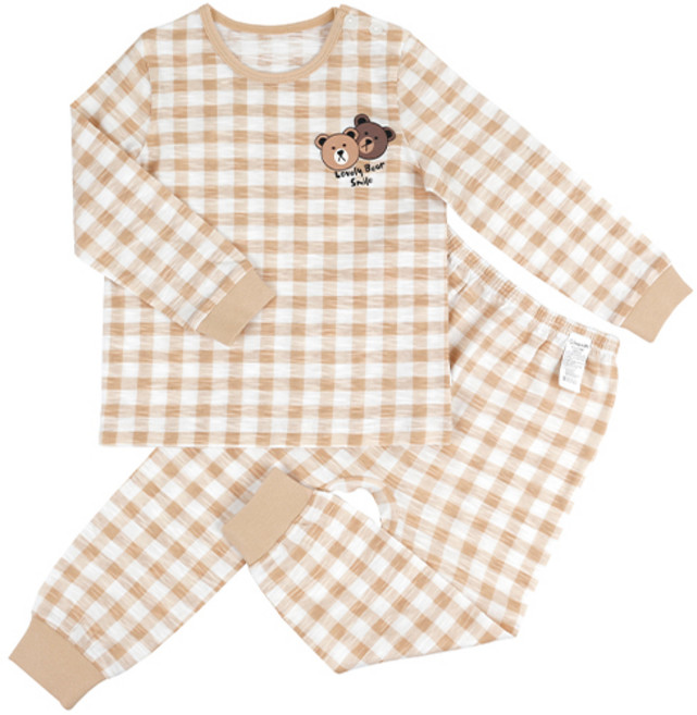 메이키즈 아동용 와플베어 9부 슬럽 상하 세트