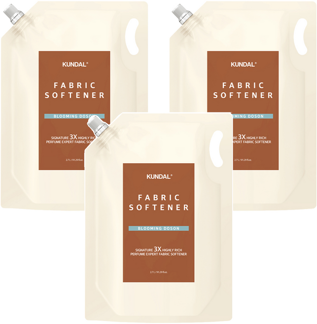 쿤달 초고농축 섬유유연제 블루밍도손향 리필, 2.7L, 3개