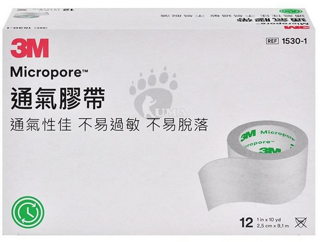3M Nexcare 透氣膠帶 未滅菌 1530-1 白色, 12捲, 1盒