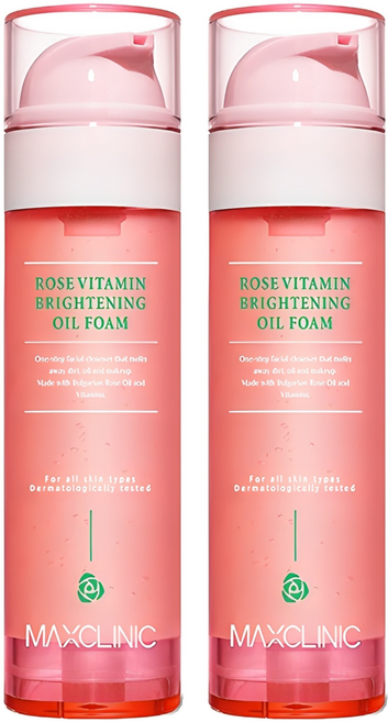 맥스클리닉 로즈 비타민 브라이트닝 오일 클렌징 폼, 110g, 2개