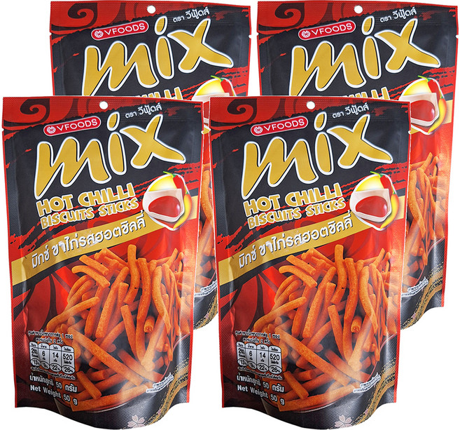 VFOODS Mix忍味條餅乾 辣味, 50g, 4包