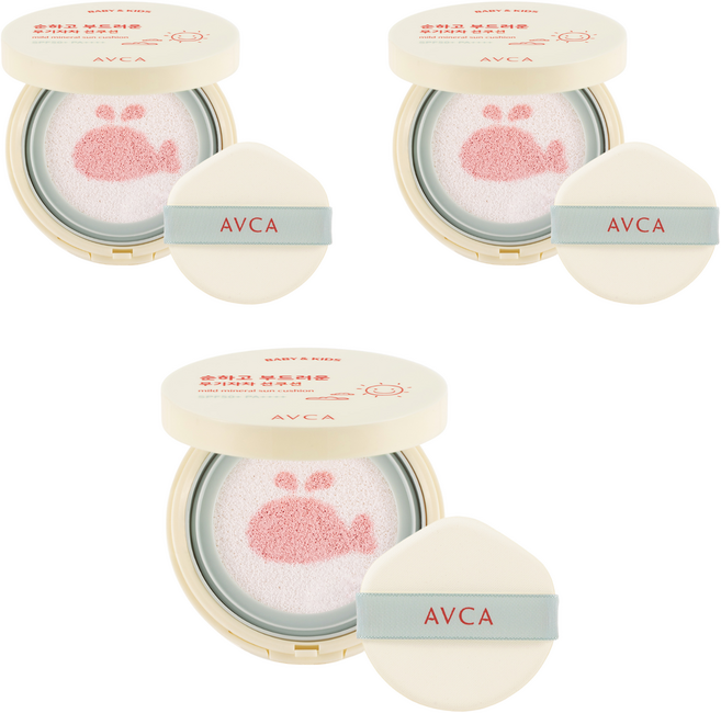 아브카 베이비 앤 키즈 저자극 무기자차 선쿠션 SPF50+ PA++++, 13g, 3개