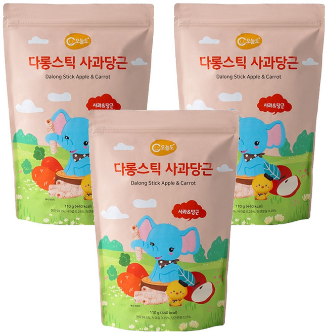 오늘도 다롱스틱 과자, 사과당근, 110g, 3개