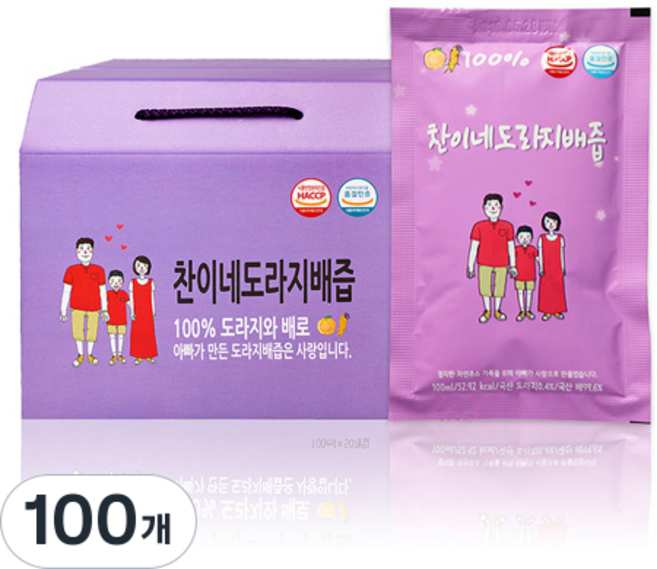 찬이네과수원 도라지배즙, 100ml, 100개