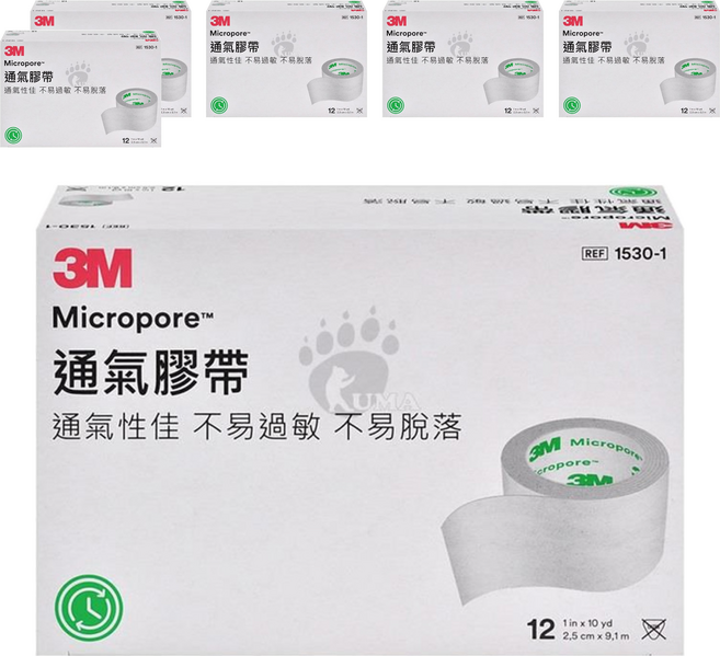 3M Nexcare 透氣膠帶 未滅菌 1530-1 白色, 12捲, 6盒
