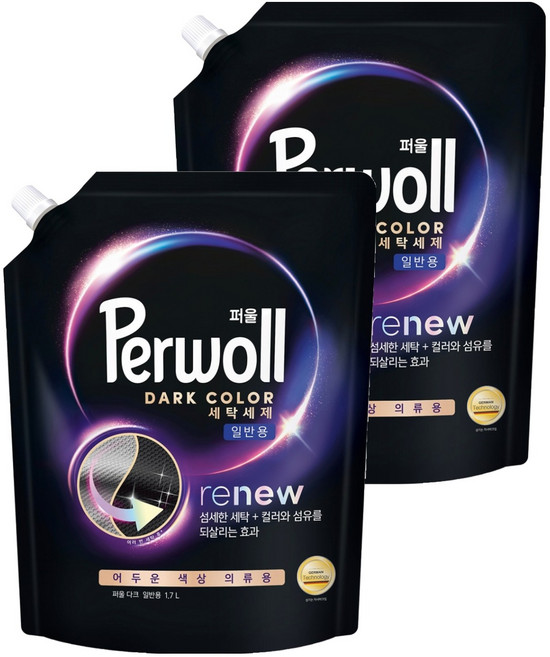 퍼울 다크 세탁세제 리필 일반용, 1.7L, 2개