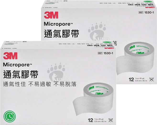 3M Nexcare 透氣膠帶 未滅菌 1530-1 白色, 12捲, 2盒