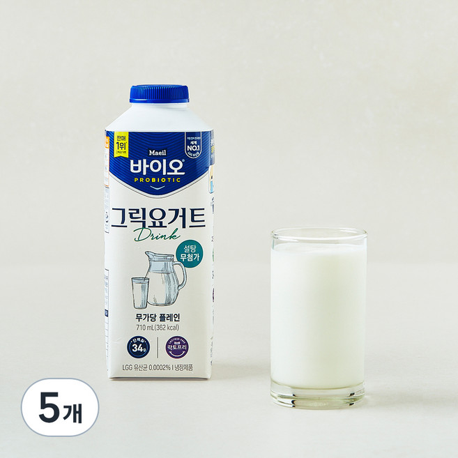 매일바이오 그릭요거트 드링크 무가당, 5개, 1개입, 710ml