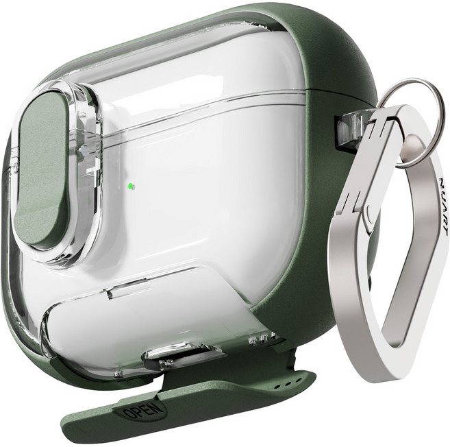 누아트 맥세이프 마그네틱 스탠드 거치대 락 범퍼 케이스, 에어팟 4세대, 샌드 다크그린, 1개