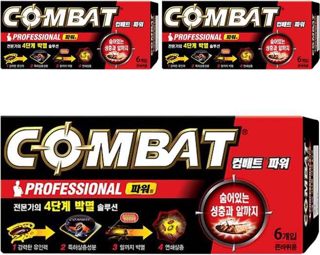 컴배트 파워 부착형 살충제 큰바퀴용 6개입, 3개