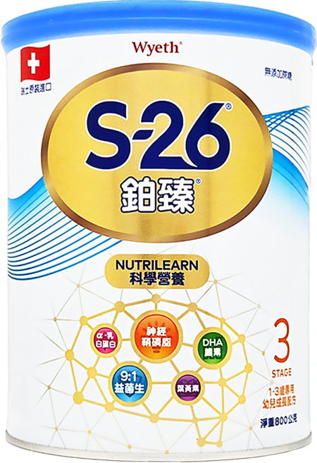 Wyeth 惠氏 S-26 鉑臻 幼兒成長配方 3號, 800g, 1入, 1罐