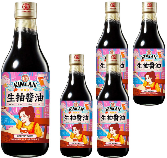 KIMLAN 金蘭 生抽醬油, 590ml, 5瓶