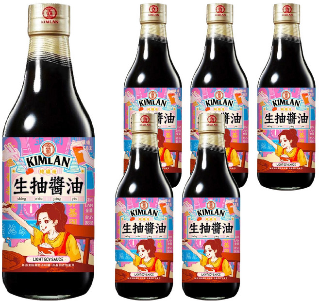 KIMLAN 金蘭 生抽醬油, 590ml, 6瓶