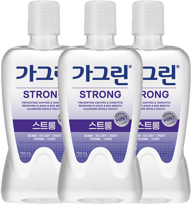 가그린 스트롱 구강청결제, 750ml, 3개