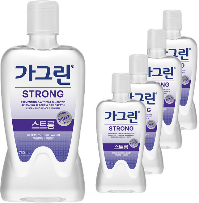 가그린 스트롱 구강청결제, 750ml, 5개