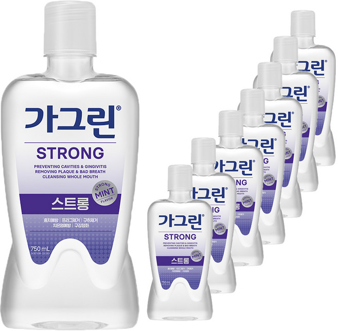 가그린 스트롱 구강청결제, 750ml, 8개