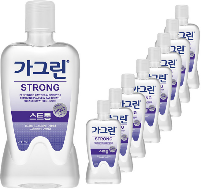 가그린 스트롱 구강청결제, 750ml, 9개