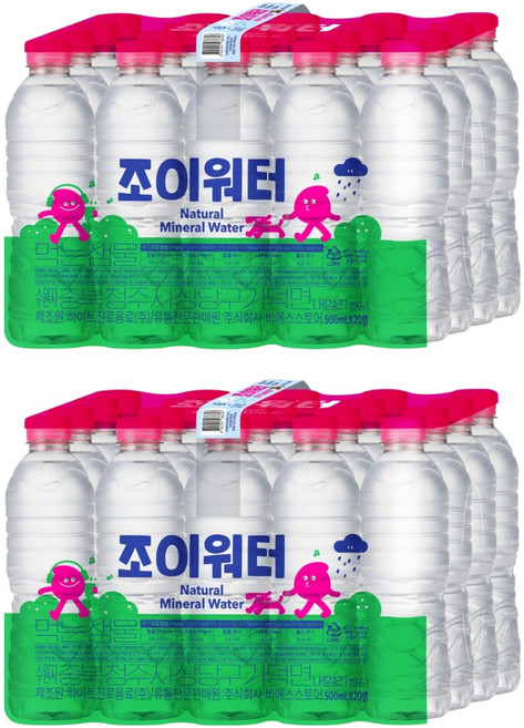 조이워터 생수 무라벨, 40개, 500ml
