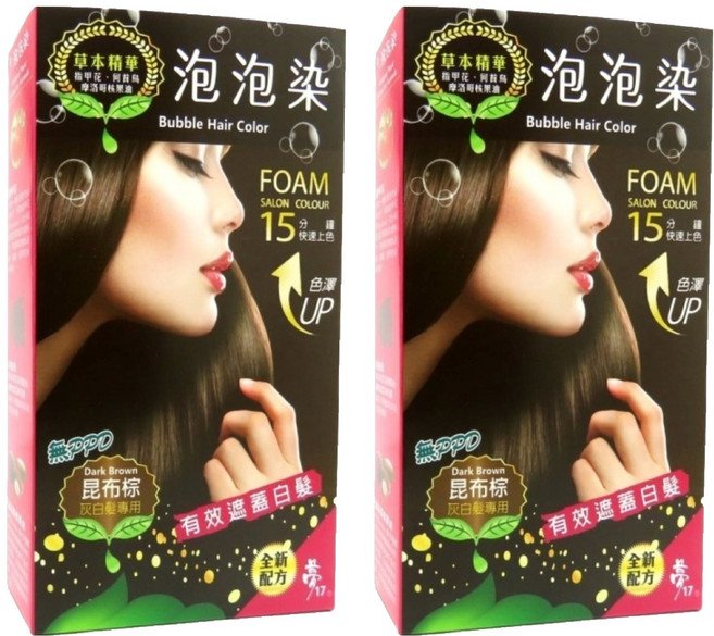 Moon17 夢17 草本泡泡染髮乳 (第一劑、第二劑) 有效遮蓋白髮, 昆布棕, 2盒