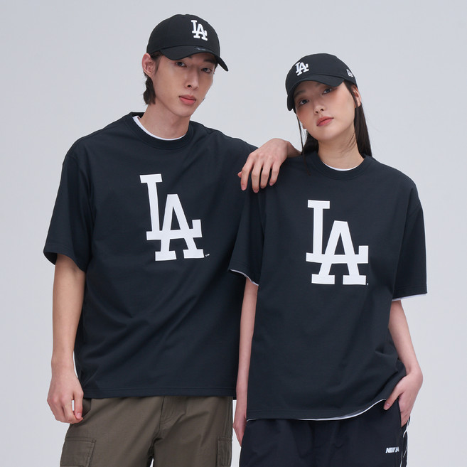 뉴에라 MLB 빅 로고 LA 다저스 반팔 티셔츠 14721314