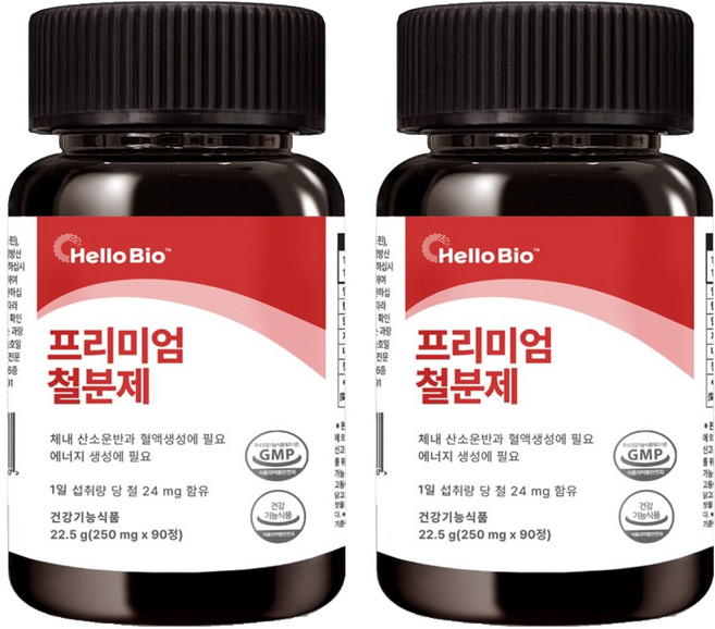 헬로바이오 프리미엄 철분제, 90정, 2개