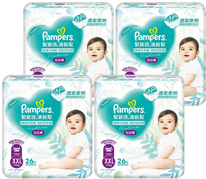 Pampers 幫寶適 原廠公司貨 清新幫拉拉褲/尿布 15kg以上, XXL, 104片