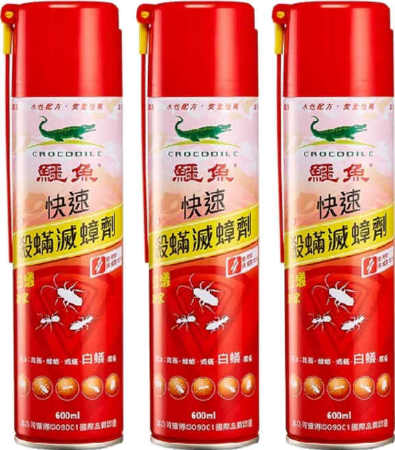 鱷魚 快速殺螨滅蟑劑, 600ml, 3瓶