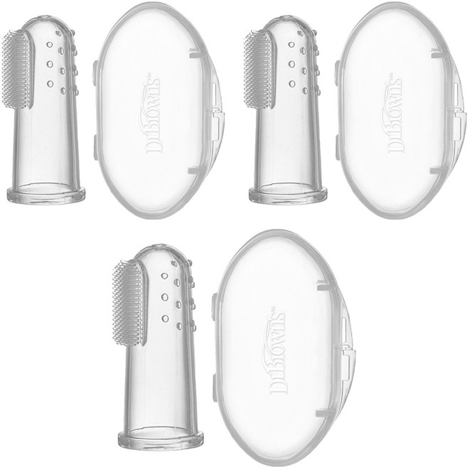 닥터브라운 손가락 실리콘 유아 칫솔, 1개입, 3개