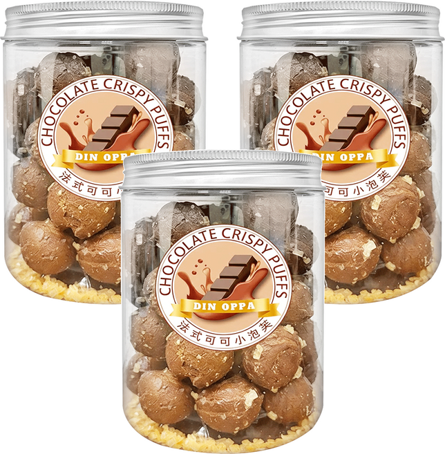 DIN OPPA 法式可可小泡芙, 80g, 3罐