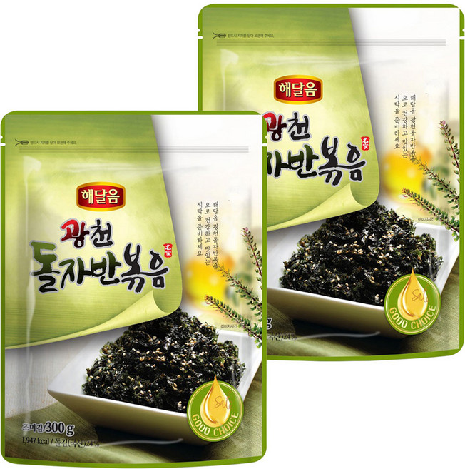 해달음 광천 조미김 돌자반볶음, 300g, 2개
