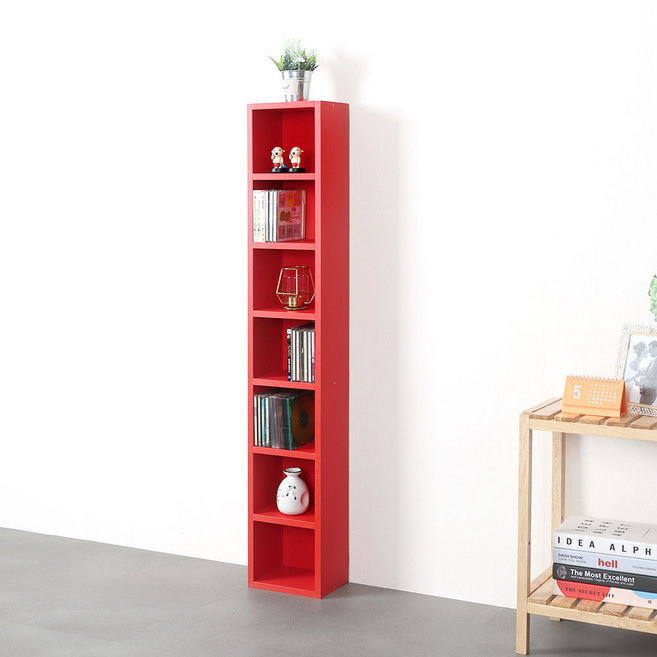 타워형 틈새 CD 선반, 레드, 7단