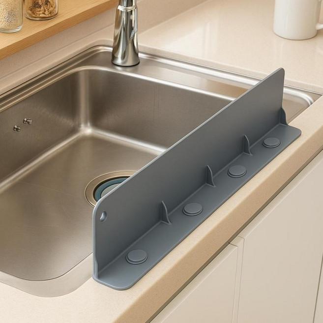레토 떨어지지않는 4구 흡착판 실리콘 싱크대 물막이 10.5cm LKD-WC01, 그레이, 1개
