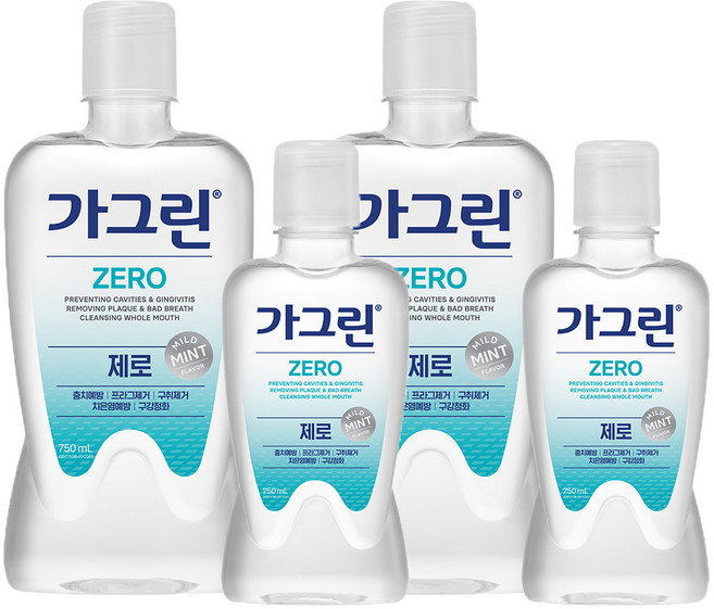 가그린 제로 구강청결제 750ml + 250ml, 2세트